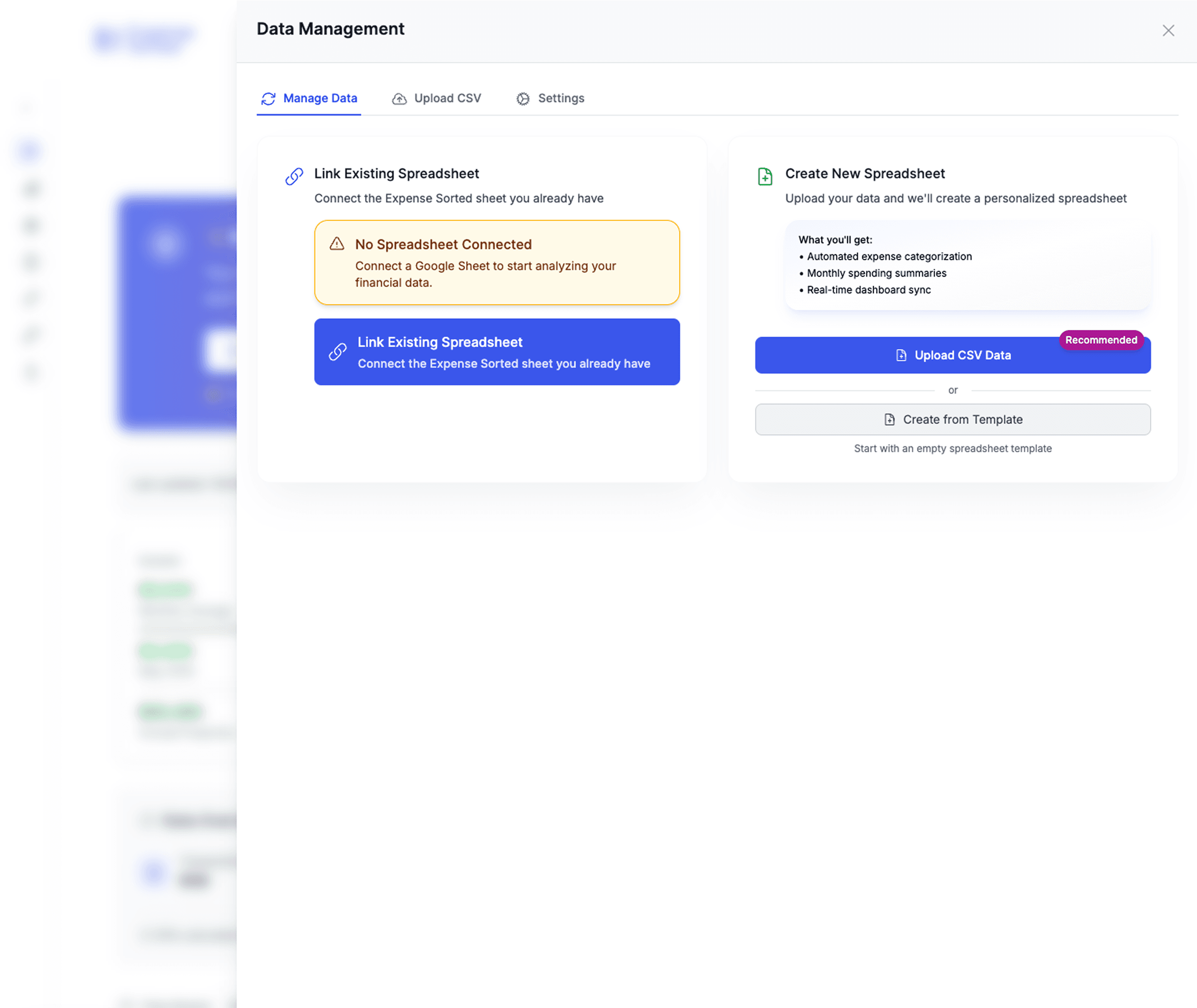 Data management interface